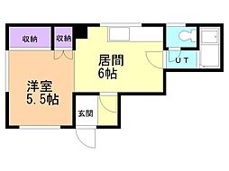 ニューみづほコーポ 1DKの間取図画像