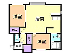 ピンクウェーブ1 2LDKの間取図画像