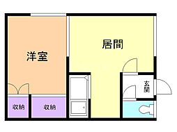 旭町113ハイツB 1DKの間取図画像