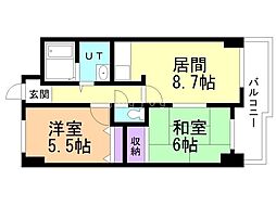 メセナ常磐 2LDKの間取図画像
