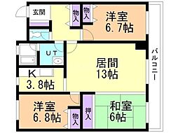 CASA大町 3LDKの間取図画像