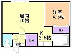 アポロ20 1LDKの間取図画像