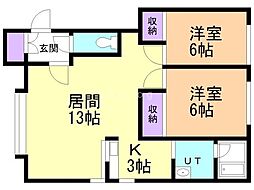 サンシャインC 2LDKの間取図画像