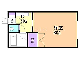 コットンハウス1 1Kの間取図画像