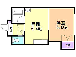 フレイア 1DKの間取図画像