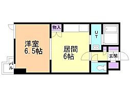グリーンヒル3条 1DKの間取図画像