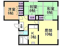 よつばコーポ 3LDKの間取図画像
