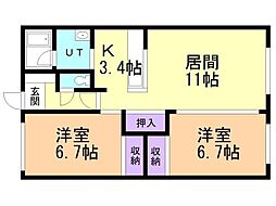 セレブラ1・6 2LDKの間取図画像