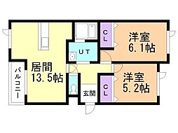 メニーハピネス・T 2LDKの間取図画像