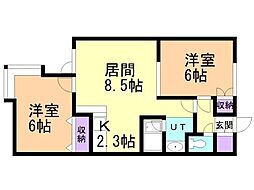 ハープヒルズ 2LDKの間取図画像