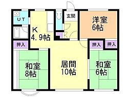 ポエム101 3LDKの間取図画像