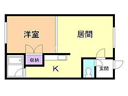 ハイツカワタMOANA 1LDKの間取図画像