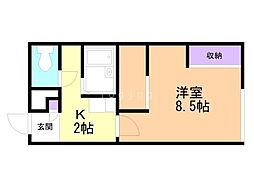 レオパレスハピネスM 1Kの間取図画像