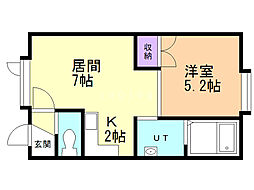 サイレンス2206B 1DKの間取図画像