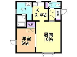 スクエア3 1LDKの間取図画像