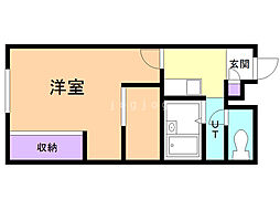 レオパレスHIROTSU 1Kの間取図画像