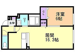ラルジュメゾン2 1LDKの間取図画像