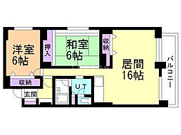 ウエスト・パーク 2LDKの間取図画像