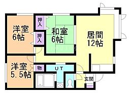 コーポ東和パート2 3LDKの間取図画像
