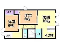 アルファガーデンコート1 2LDKの間取図画像