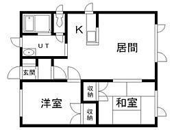 三井ハイツ 2LDKの間取図画像