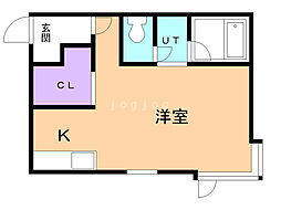 コットンハウス22 1Kの間取図画像