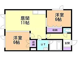ブルータウン 2LDKの間取図画像