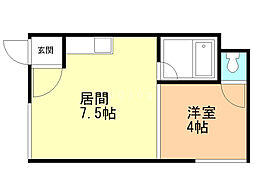 第二コーポ三友 1DKの間取図画像