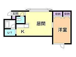 エスポアール 1DKの間取図画像