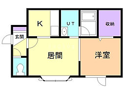 ルピナス24A 1DKの間取図画像