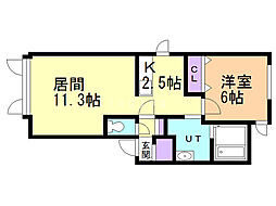 メゾン・ド・ルシャ1 1LDKの間取図画像