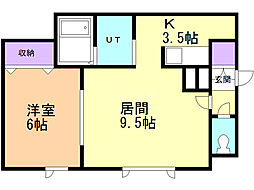 フレーシア 1LDKの間取図画像