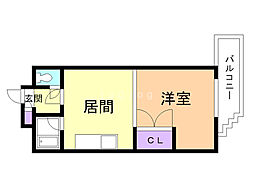 ラ・メール旭川 1LDKの間取図画像