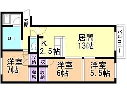 フロンティア大町 3LDKの間取図画像