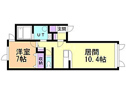 レヴェントン 1LDKの間取図画像