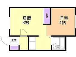 ミット未広 1DKの間取図画像