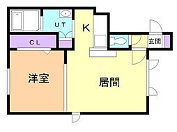 エルシエリート 1LDKの間取図画像