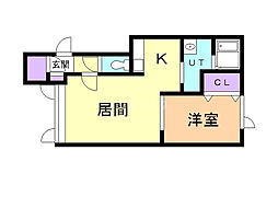 ラフプレイス2 1LDKの間取図画像