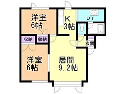 リバティパレス 2LDKの間取図画像