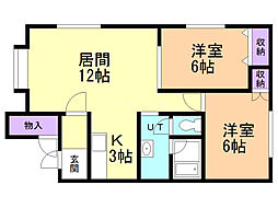 コーポラスF 2LDKの間取図画像