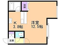 ルート医大前B 1Kの間取図画像