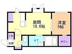 ヴェルヒュッテふらの錦町公園 1LDKの間取図画像