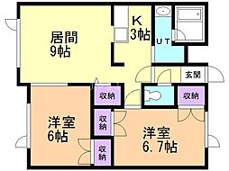 HARMONY 2LDKの間取図画像