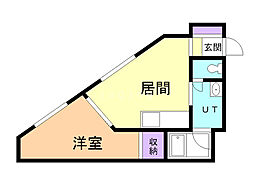 イーストリッチ65 1DKの間取図画像