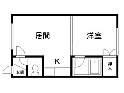 ヴィプレ2条A 1DKの間取図画像