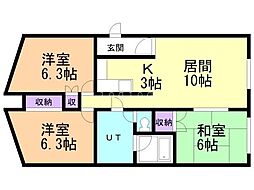 ヴェルシティ東光6・3A 3LDKの間取図画像