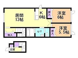 SuiteLife 2LDKの間取図画像