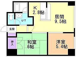 朝日プラザ旭川5条通 2LDKの間取図画像