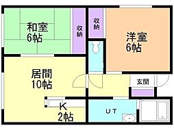 コーポこやまB 2LDKの間取図画像
