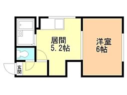 レオパレス東光第3 1DKの間取図画像